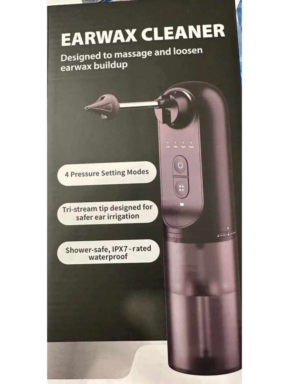 NIB USB Rechargeable Earwax Cleaner with 4 Pressure Setting Modes and IPX7